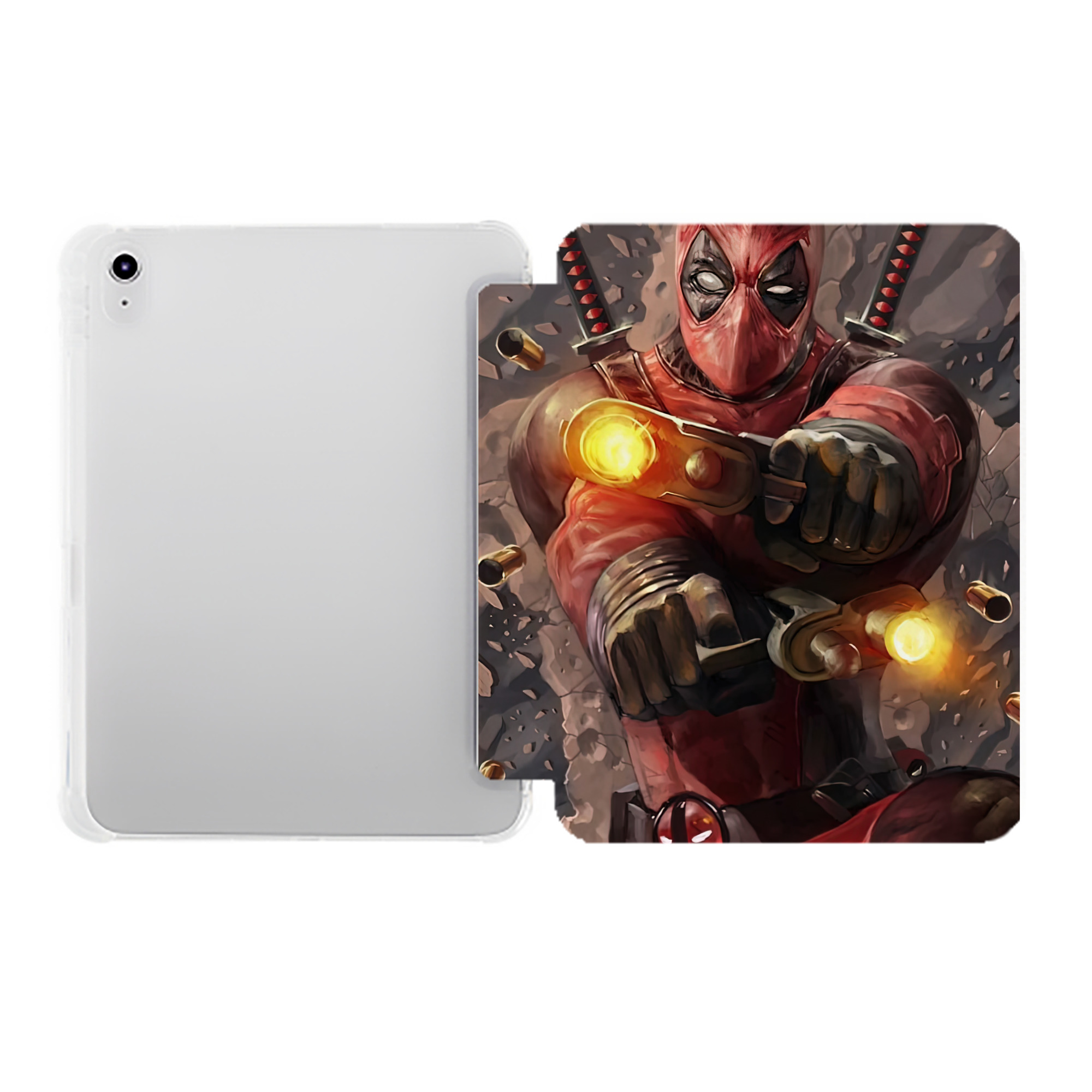 （画像用） Deadpool デッドプール IPad ケース ペン収納付き 三つ折りスタンド PUレザー×シリコン 対応機種9.5/10.5/10.9インチ